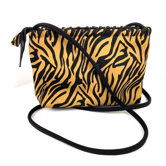 Liz Claiborne Brown Leopard Print Zipper Purse w/22" Shoulder Strap 9" x 6" - Picture 1 of 8